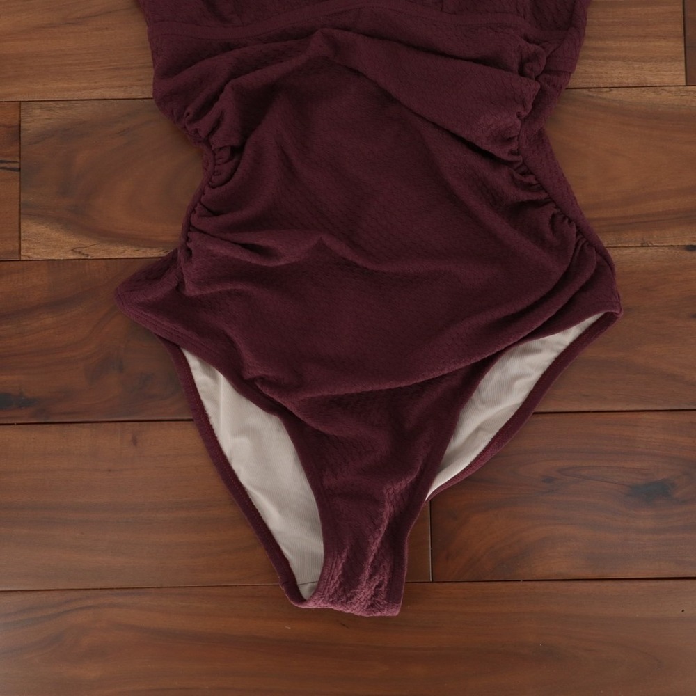 Cupshe Plum Plunging Tummy Control One Piece Swimsuit Womens M‎ Purple Stretch - Picture 3 of 11